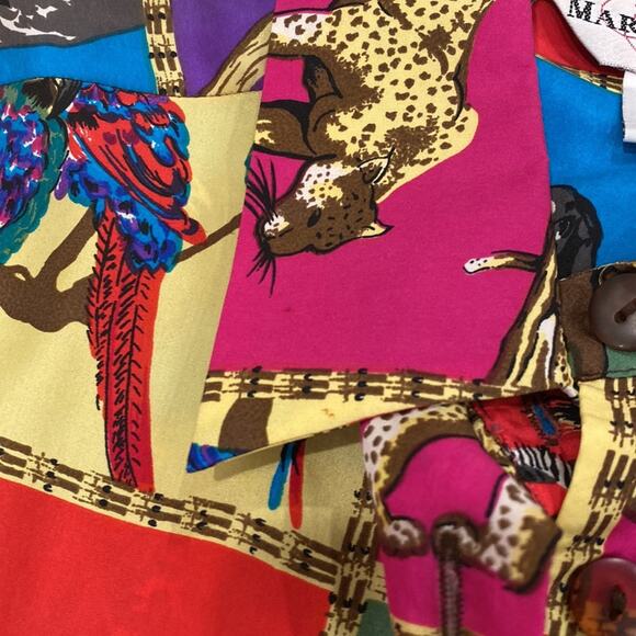 Vintage Womens Top Silk Medium Animal Lover Womens Button down 90s Shirt Medium - Picture 14 of 17